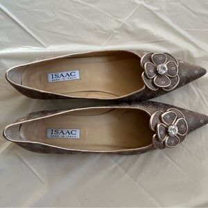 Isaac brocade 1” kitten heel flats made in Italy